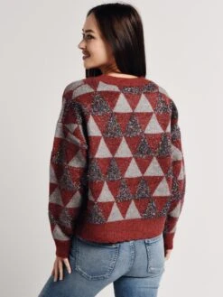 Arkco Triangle Pattern Knit Sweater -ST.BERNARD Clothing th56820r redgreyalt3