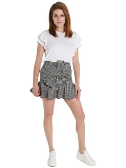 Do+Be Gingham Bow Mini Skirt -ST.BERNARD Clothing y14936 blackalt1