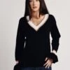 Do+Be V Neck Color Block Sweater
